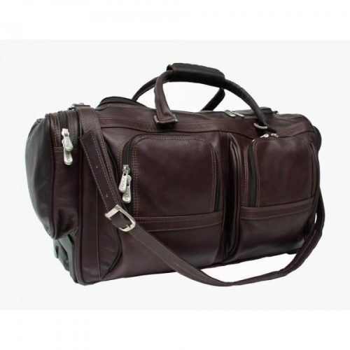 Piel Leather Duffel With Pockets On Wheels 5