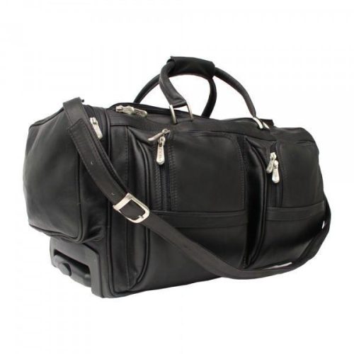 Piel Leather Duffel With Pockets On Wheels 7