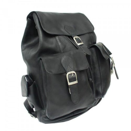 piel leather large buckle flap backpack 6