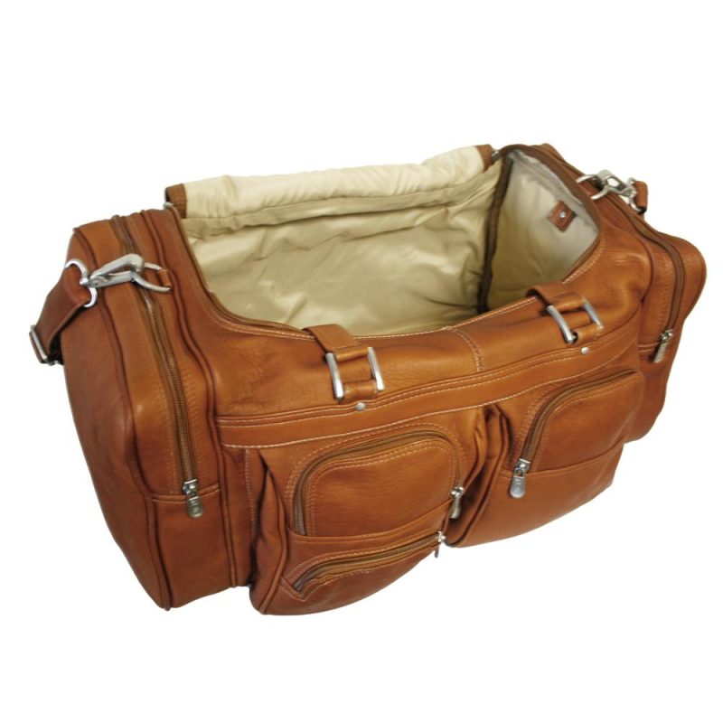 piel leather medium duffel with pockets 2